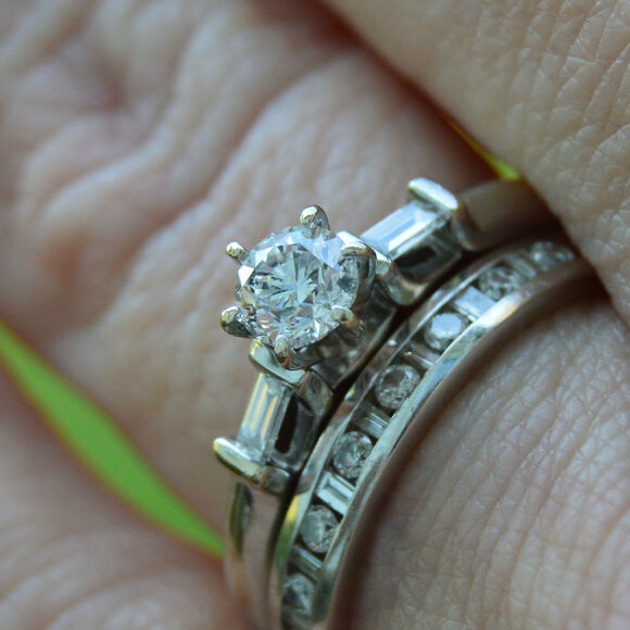 Estate .49ct Diamond Solitaire Engagement Ring 14k White Gold 'F' Color Diamond - Picture 9 of 10